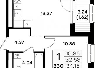 Продам 1-комнатную квартиру, 34.2 м2, Татарстан