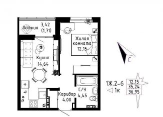 Продажа 1-комнатной квартиры, 38.7 м2, Свердловская область, Рощинская улица, 57