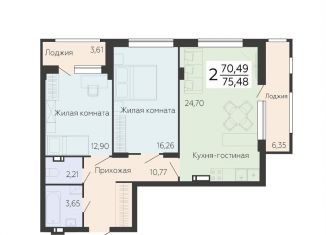 Продается 2-комнатная квартира, 75.5 м2, Воронеж, Ленинский проспект, 108А