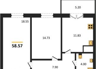 Продам двухкомнатную квартиру, 58.6 м2, Воронеж, Цимлянская улица, 10В, Левобережный район