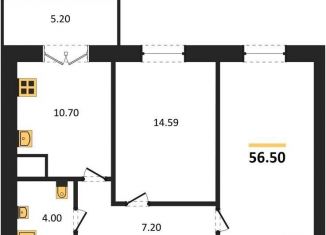 Продается двухкомнатная квартира, 56.5 м2, Воронеж, Цимлянская улица, 10В