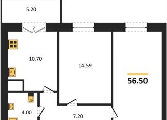 Продается 2-комнатная квартира, 56.5 м2, Воронеж, Цимлянская улица, 10В