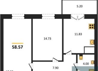 Продам 2-комнатную квартиру, 58.6 м2, Воронеж, Цимлянская улица, 10В