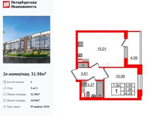 Продажа 1-ком. квартиры, 32 м2, Санкт-Петербург, муниципальный округ Пулковский Меридиан