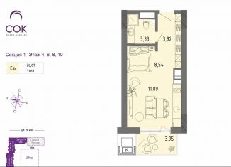 Продается квартира студия, 28.9 м2, Евпатория, улица 9 Мая, 39