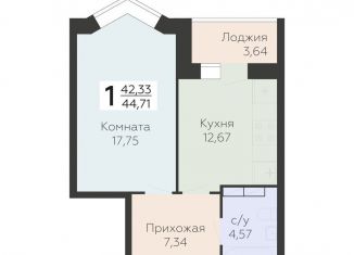 Продажа 1-комнатной квартиры, 44.7 м2, Орловская область, улица Панчука, 83