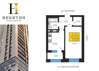 Продается 1-комнатная квартира, 38.6 м2, Воронеж, улица Лётчика Щербакова, 5