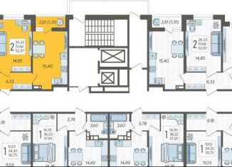 2-комнатная квартира на продажу, 53 м2, Краснодар