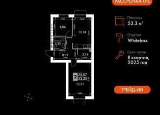 Продаю 2-ком. квартиру, 53.3 м2, Московская область, жилой комплекс Жаворонки Клаб, к4