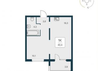 Продаю однокомнатную квартиру, 40.2 м2, Новосибирск, Калининский район, Игарская улица, 5