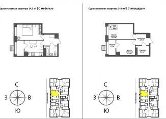 Продаю 1-ком. квартиру, 34 м2, Тула