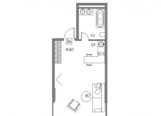 Продажа квартиры студии, 36.9 м2, Московская область