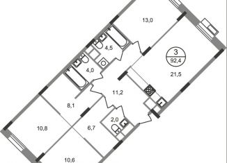 Продается 3-ком. квартира, 92.4 м2, Московская область