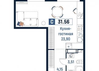 Продам квартиру студию, 31.6 м2, Ленинградская область