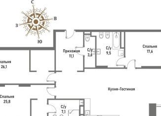 Продается 4-ком. квартира, 150.5 м2, Москва, улица Матросская Тишина, 12, ВАО