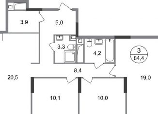 Продается 3-комнатная квартира, 84.4 м2, Москва