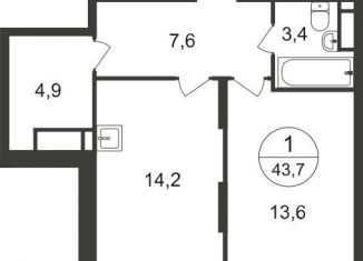 Однокомнатная квартира на продажу, 43.7 м2, Московский, 7-я фаза, к1, ЖК Первый Московский