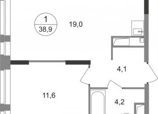 Продается однокомнатная квартира, 38.9 м2, Москва