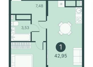 1-ком. квартира на продажу, 43 м2, Тюмень, Центральный округ