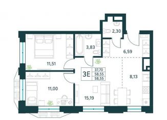 Продаю трехкомнатную квартиру, 58.6 м2, Москва, Рязанский район