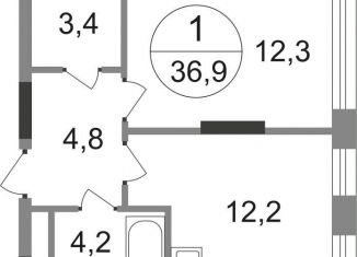 Продам 1-ком. квартиру, 36.9 м2, Москва, 2-я Боровская улица, 1