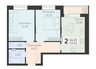 Продается двухкомнатная квартира, 53.4 м2, Воронеж, Коминтерновский район, улица Независимости, 78