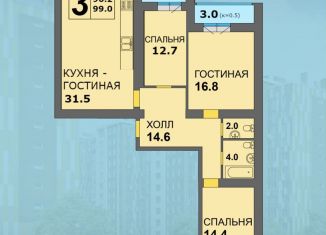 3-комнатная квартира на продажу, 100.3 м2, Калининград, улица Старшины Дадаева, 71