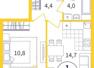 Продам 1-комнатную квартиру, 35.4 м2, Екатеринбург, метро Геологическая