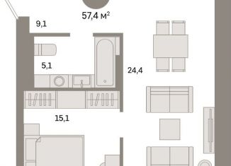 Продажа 1-комнатной квартиры, 57.4 м2, Екатеринбург, Железнодорожный район, улица Пехотинцев, 2Д