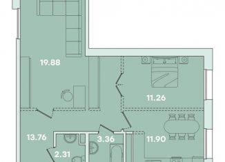 Продается двухкомнатная квартира, 62.5 м2, Иркутск, улица Петрова, 16