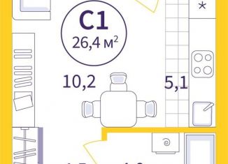 Продам квартиру студию, 25.1 м2, Екатеринбург, метро Уралмаш, улица 22-го Партсъезда