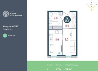 Однокомнатная квартира на продажу, 35.5 м2, Котельники, микрорайон Новые Котельники, 10