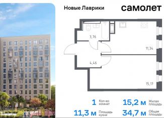 1-ком. квартира на продажу, 34.7 м2, Ленинградская область, жилой комплекс Новые Лаврики, 1.1