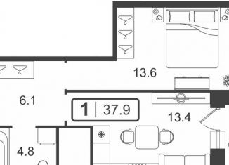 Продается однокомнатная квартира, 38 м2, Тюмень, улица Мельникайте, 2к19