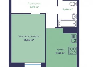 Продается 1-ком. квартира, 38.8 м2, Ярославль, Фрунзенский район