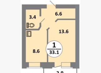 Продажа 1-ком. квартиры, 33.1 м2, Красноярск, проспект 60 лет Образования СССР, 48, Советский район