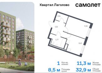 Однокомнатная квартира на продажу, 32.9 м2, Ленинградская область