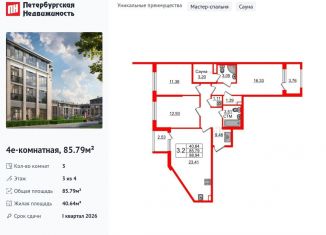 Продаю 3-ком. квартиру, 85.8 м2, посёлок Стрельна