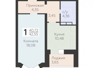 Однокомнатная квартира на продажу, 42.6 м2, Орловская область, улица Панчука, 83