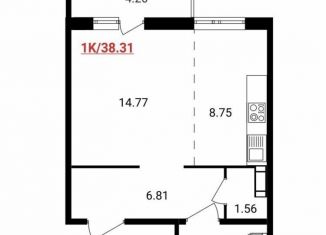 Продам однокомнатную квартиру, 38.3 м2, Красноярск, Соколовская улица, к1.3