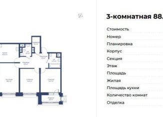 Продажа 3-ком. квартиры, 88.6 м2, Московская область, Яузская улица