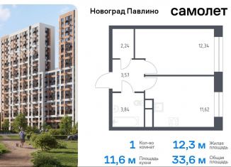 1-комнатная квартира на продажу, 33.6 м2, Балашиха, жилой квартал Новоград Павлино, к8