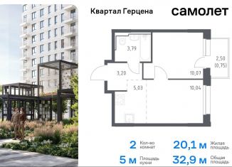 2-ком. квартира на продажу, 32.9 м2, Москва, жилой комплекс Квартал Герцена, к2, метро Зябликово