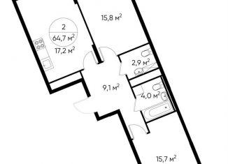 Продаю 2-ком. квартиру, 64.7 м2, Москва, деревня Рассказовка, 1