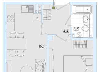 Продам 1-комнатную квартиру, 40.9 м2, Псковская область, Балтийская улица, 17А