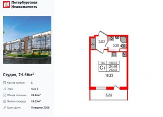 Продажа квартиры студии, 24.5 м2, Санкт-Петербург, Московский район