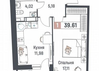 Продам 1-ком. квартиру, 39.6 м2, Мурино, ЖК Авиатор