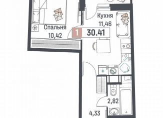 Продаю однокомнатную квартиру, 30.4 м2, Мурино, ЖК Авиатор