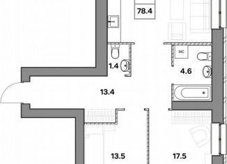 Продаю 2-ком. квартиру, 78.4 м2, Ярославль, улица Шевелюха, 128