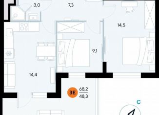 Продается 2-ком. квартира, 67.9 м2, поселок городского типа Заозерное, улица Аллея Дружбы, 10А
